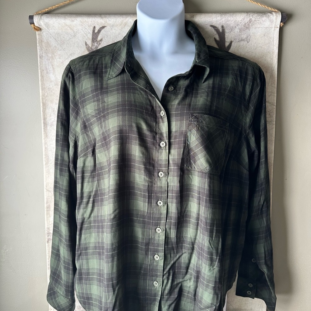 Torrid Olive Plaid Button Down Shirt